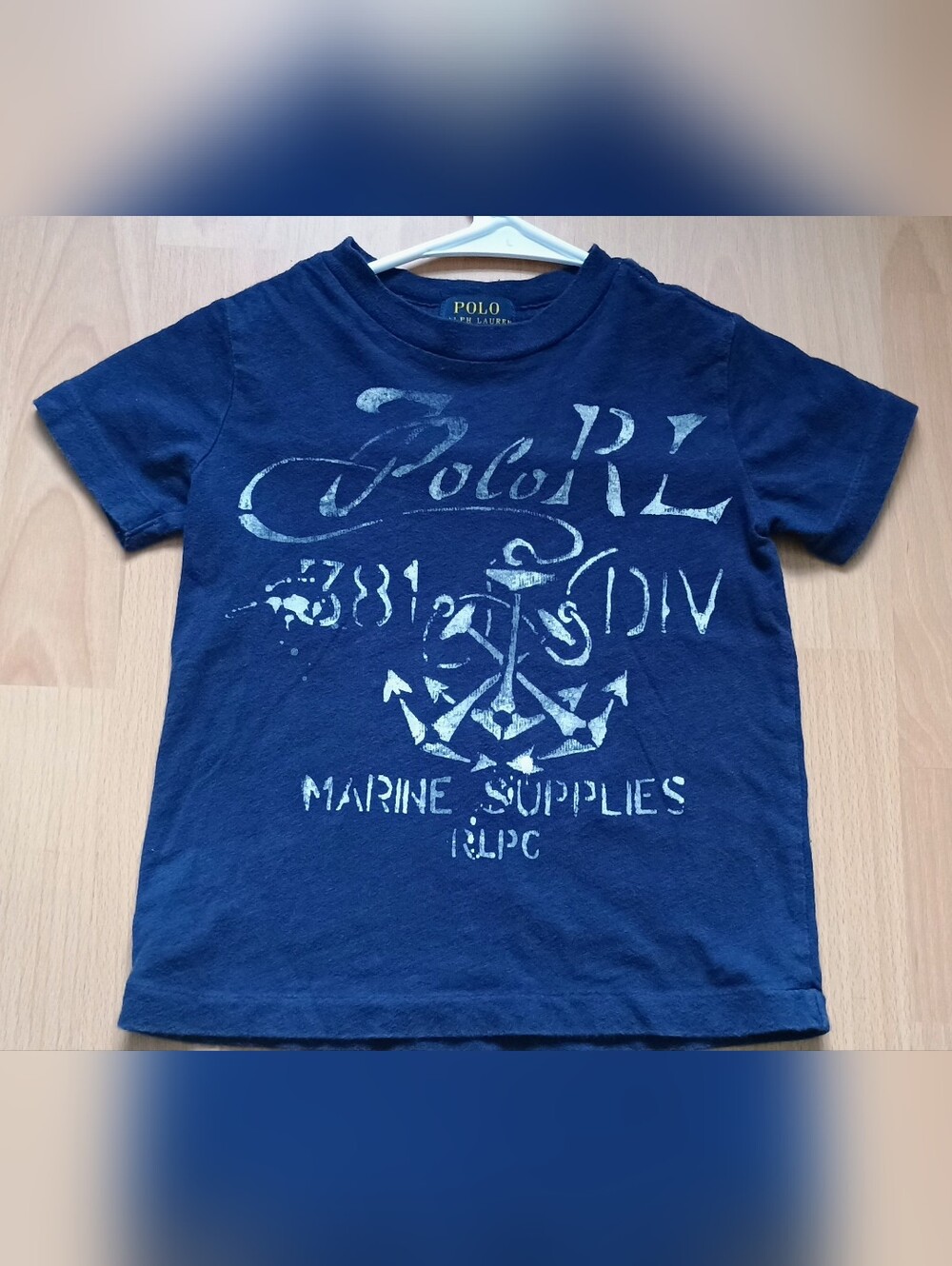 Polo by Ralph Lauren Navy Graphic Boys' Tee with Anchor Print 3T